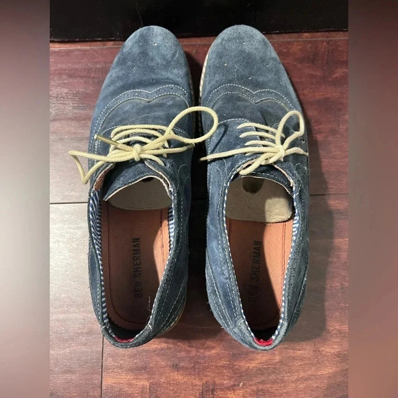 Ben Sherman Blue Suede Oxfords Size US 10 / EU 43 EUC Lace Up Well Made. - Picture 5 of 8